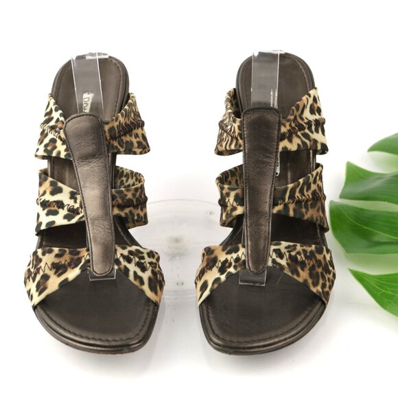 Donald Pliner Womens Jass Sandal Size 8.5 Brown Leopard Strappy Heel Mule Slide - Picture 3 of 13